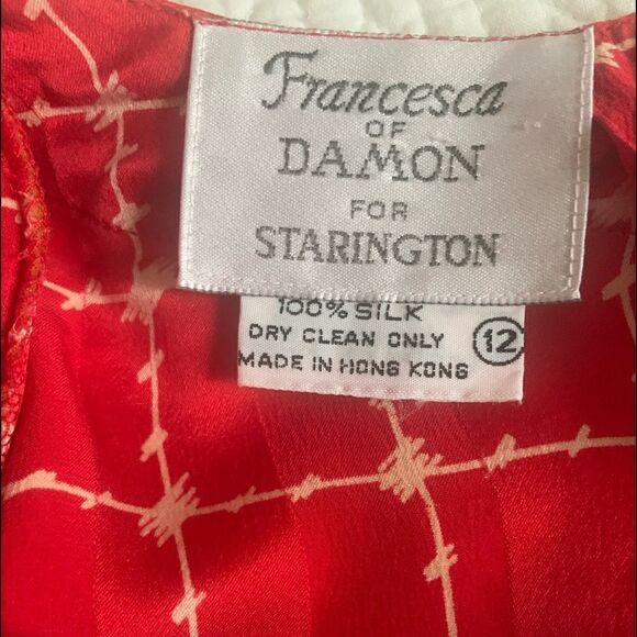Francesa of Damon for Starington Vintage Red 100% Silk long sleeve  top size 12 - Picture 5 of 5